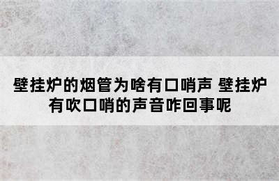 壁挂炉的烟管为啥有口哨声 壁挂炉有吹口哨的声音咋回事呢